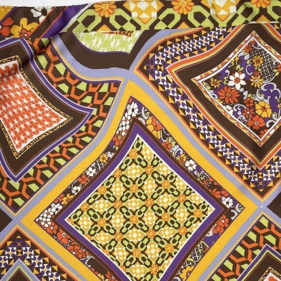 Urban Outfitters 70’s Psychedelic Floral Paisley Satin Square Scarf 29” x 29" - Picture 3 of 10